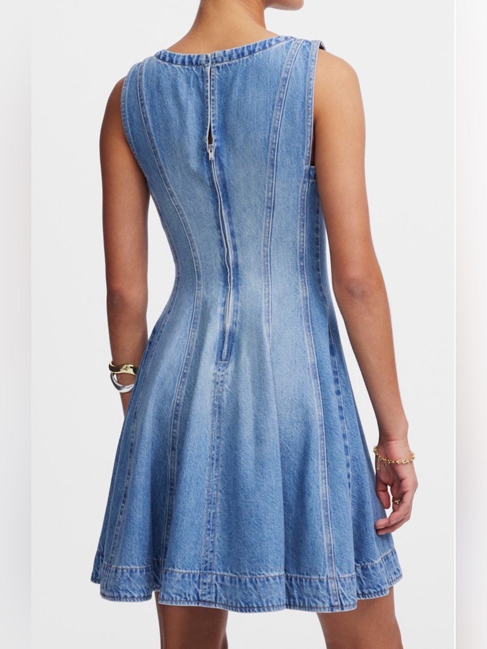 Madewell Circle Mini Dress in Airy Denim — Fit & Flare Blue XS - Picture 2 of 10